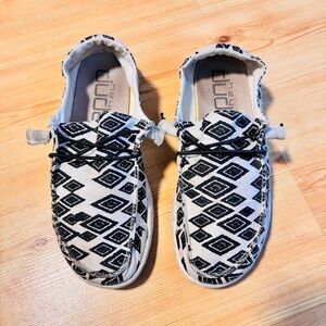 Hey Dude Black and White Athletic Shoes